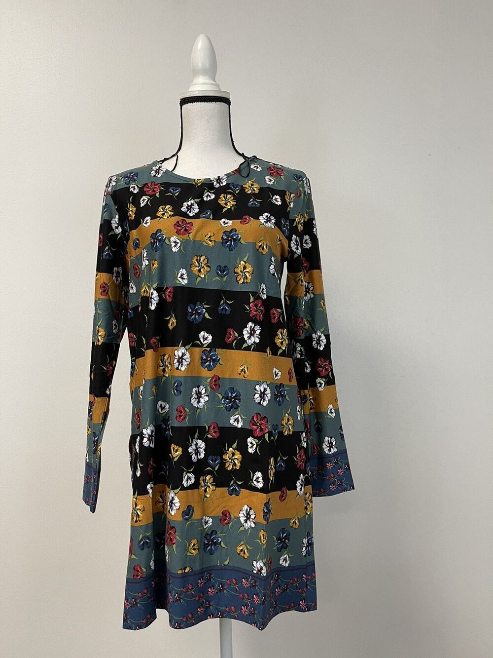 Tu Shift Dress Womens 6 Mini Floral Striped Colorful Tunic UK:10 N167